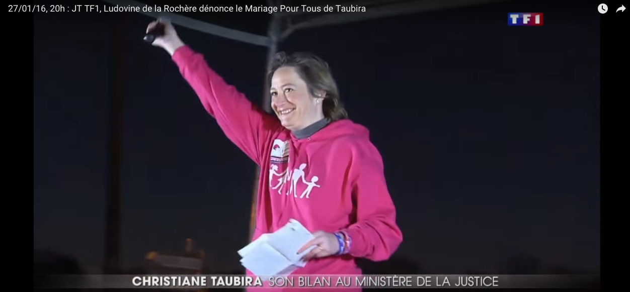 Image - 27/01/16, 20h : JT TF1, Ludovine de la Rochère dénonce le Mariage Pour Tous de Taubira