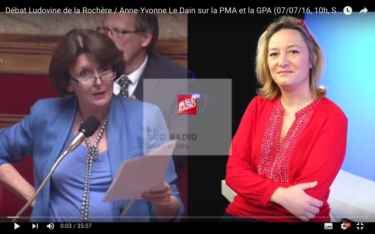 Image - Ludovine de la Rochère sur Sud Radio le 7 juillet 2016 : « Faut-il autoriser la PMA pour tous les couples ? »