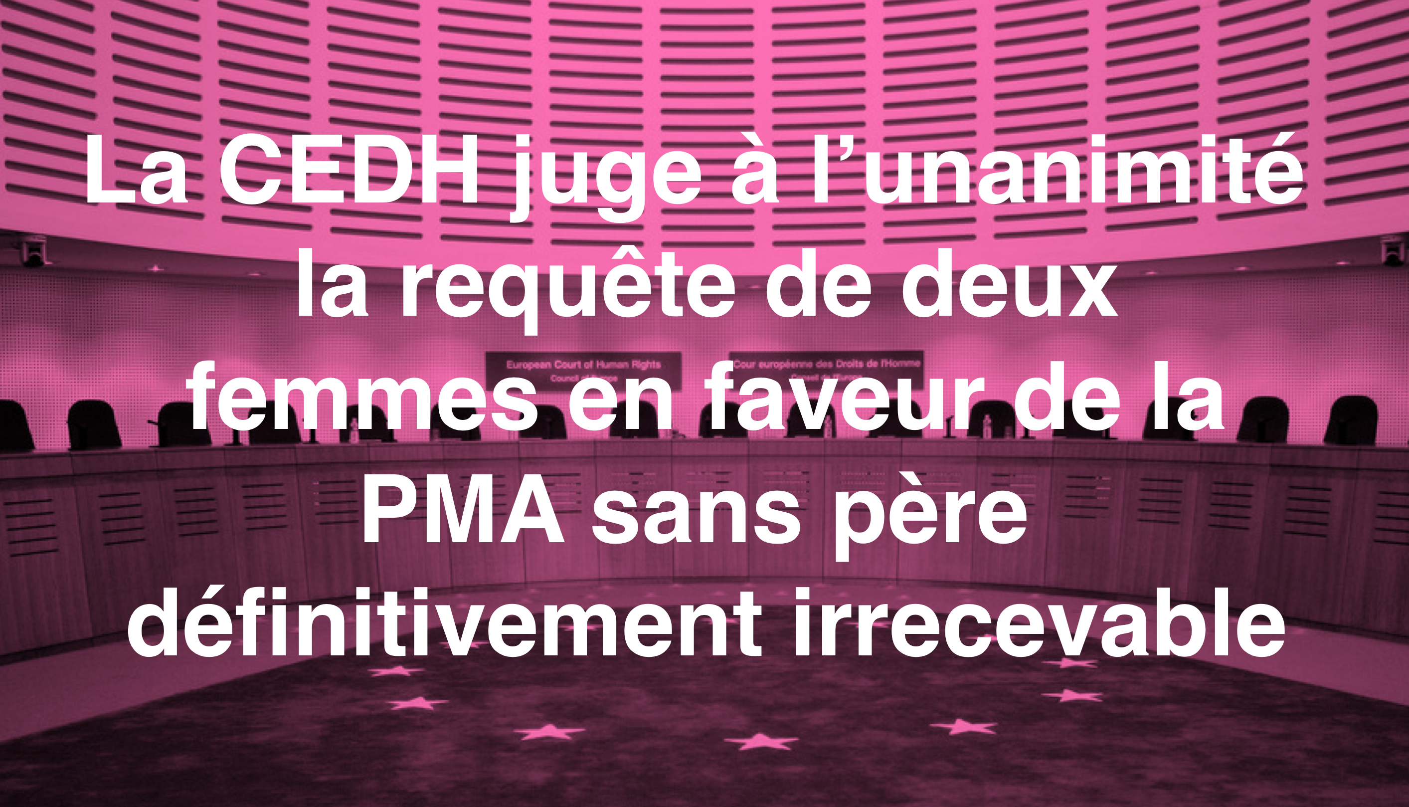 Image - Communiqué de presse : "La Cour européenne des droits de l’Homme  juge à l’unanimité la requête  de deux femmes en faveur de la  PMA sans père définitivement irrecevable"