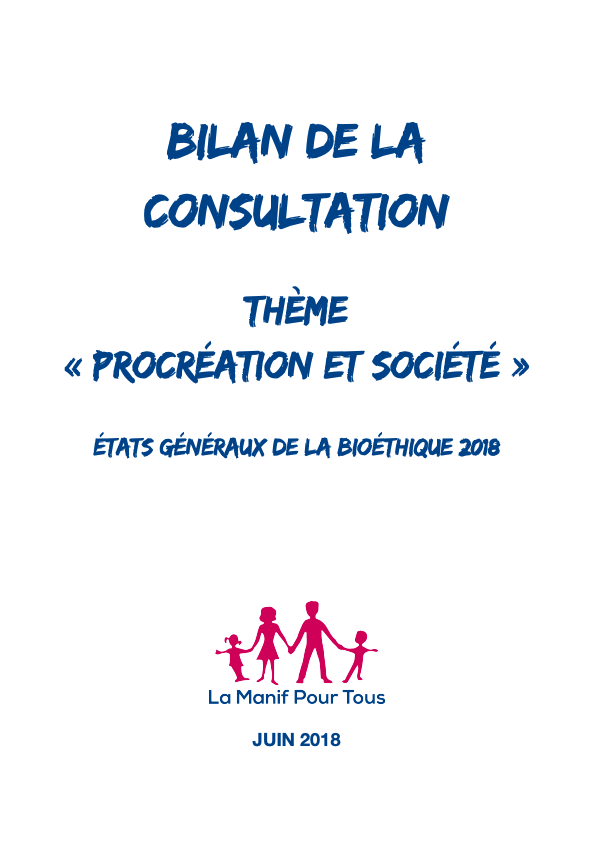 Couverture - Etats généraux de la bioéthique – Bilan de la consultation – Thème « Procréation et société »