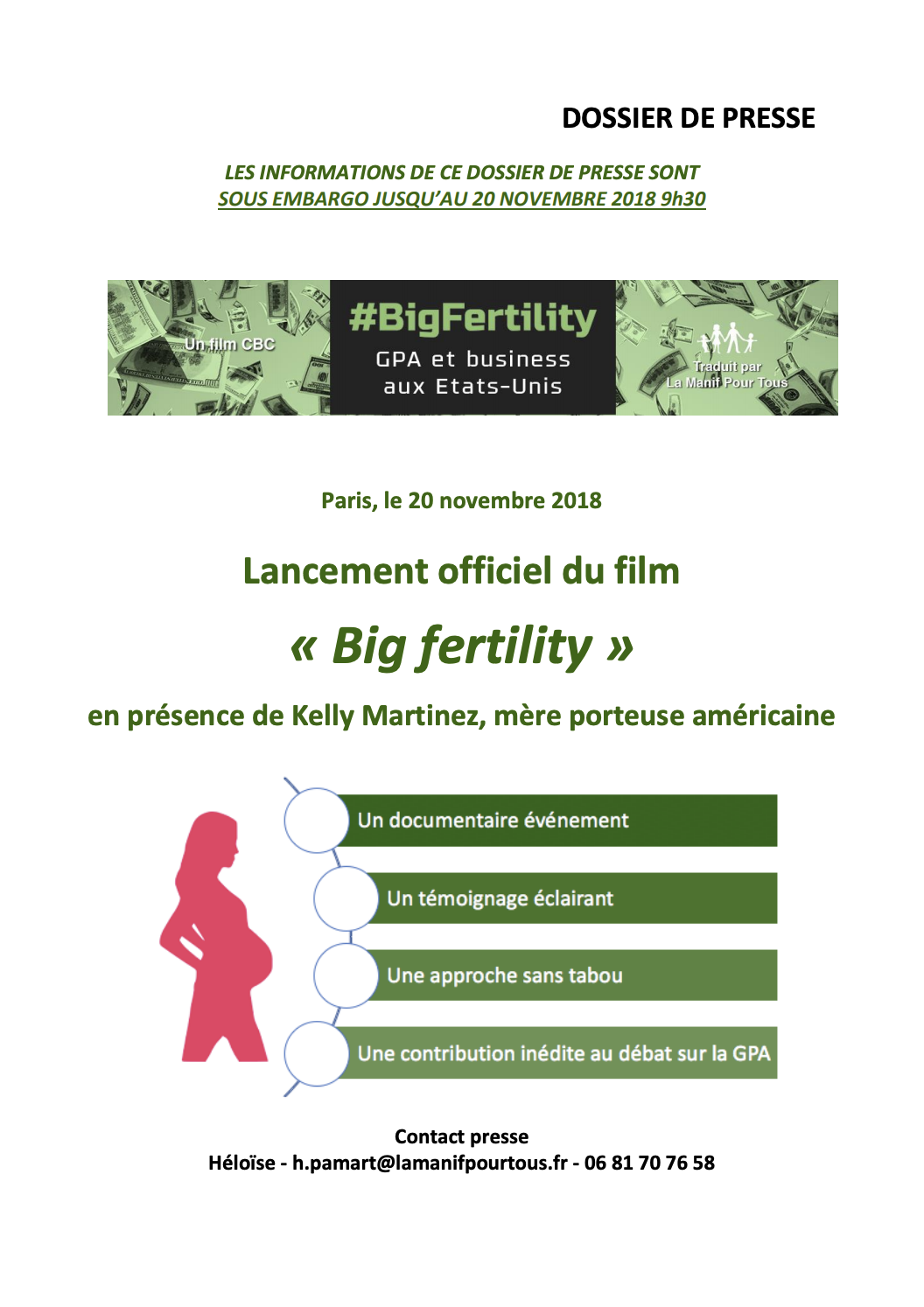 Couverture - Dossier de presse – « Big fertility », GPA et business aux Etats-Unis